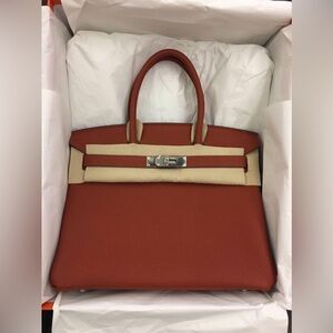 AUTH Hermes Red Birkin with Palladium Hardware NEW in Box + raincoat!!!